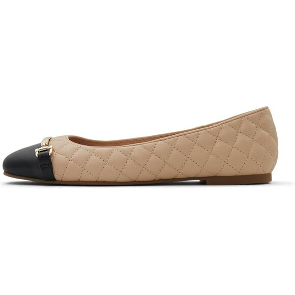 🆕Women's Beige Synthetic Leanne Ballet Flats Comfortable Slip On Round Toe - Picture 1 of 8